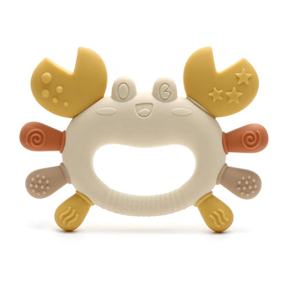 Crab-Shaped Baby Teether  Food-Grade Silicone Teething Toy  BPA-Free Chillable Infant Teether for Sore Gums 0-24 Months
