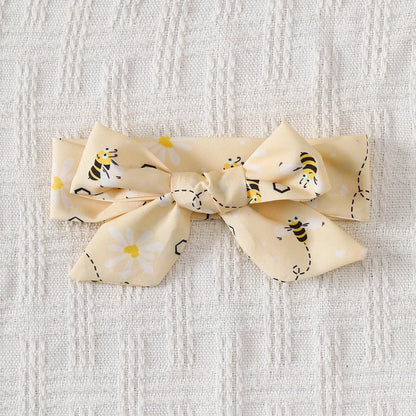 Summer Dress Cute Little bee Ruffled Suspender Dress and Headband 2-piece Set