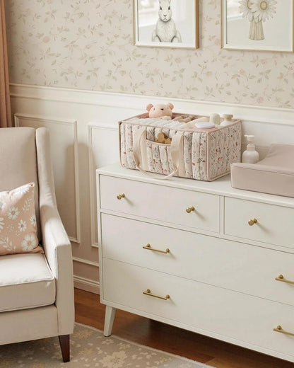 Diaper Caddy Organizer, Stylish Nursery Storage Basket