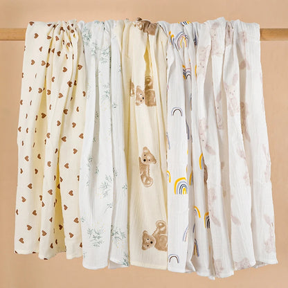 100X100cm Baby Receive Blanket for Newborn Cotton Muslin Swaddle Blanket Bedding Infant Bath Towel Baby Items Mother Kids