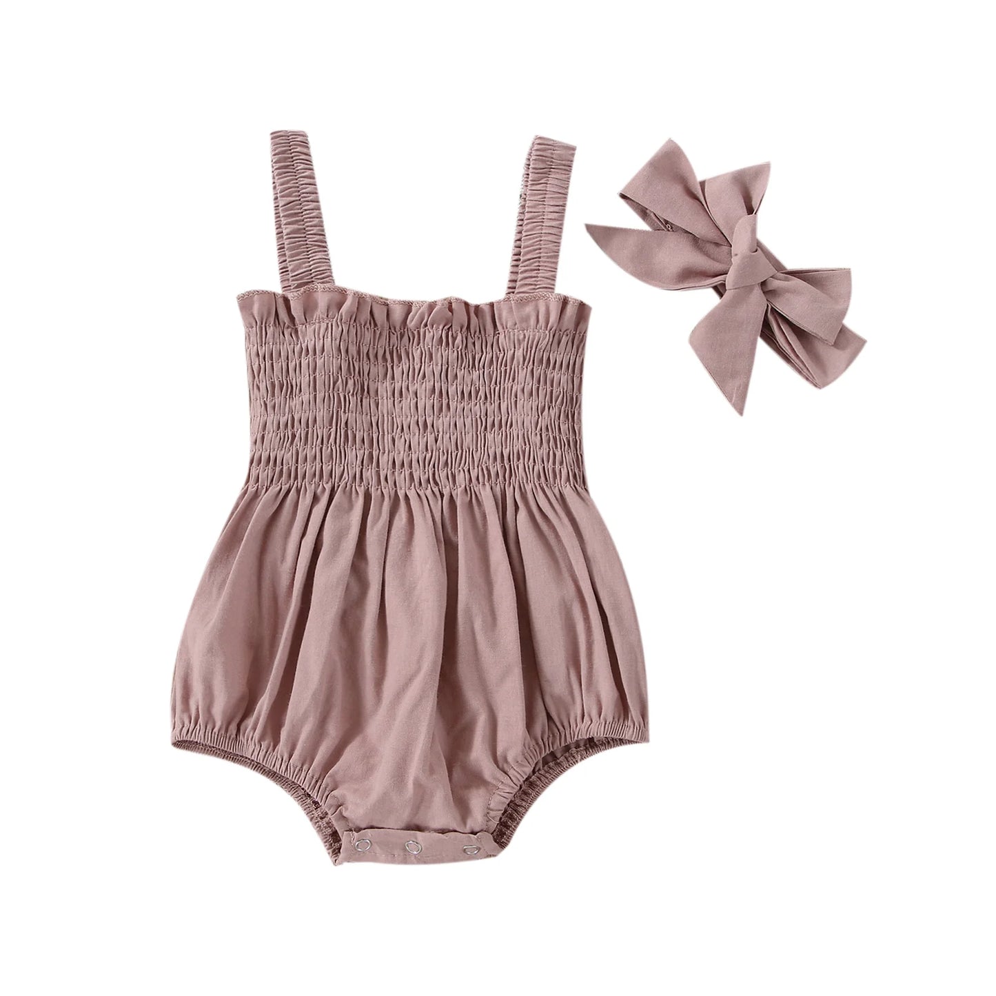 Jumpsuit Outfit Solid Color Casual Sleeveless Suspender Jumpsuit Headband