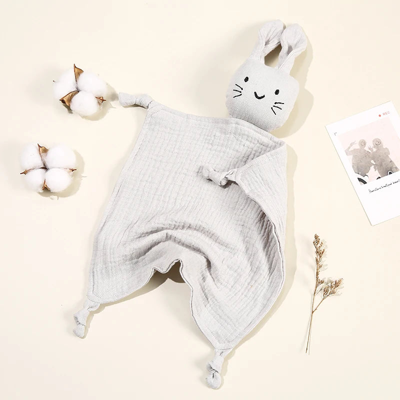 Baby Cartoon Rabbit Cotton Muslin Comforter 30*30CM Cute Newborn Baby Sleeping Dolls Blankets Infant Squale Burp Clothes Bibs
