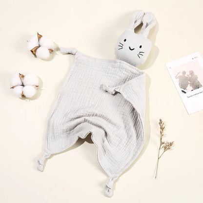 Baby Cartoon Rabbit Cotton Muslin Comforter 30*30CM Cute Newborn Baby Sleeping Dolls Blankets Infant Squale Burp Clothes Bibs