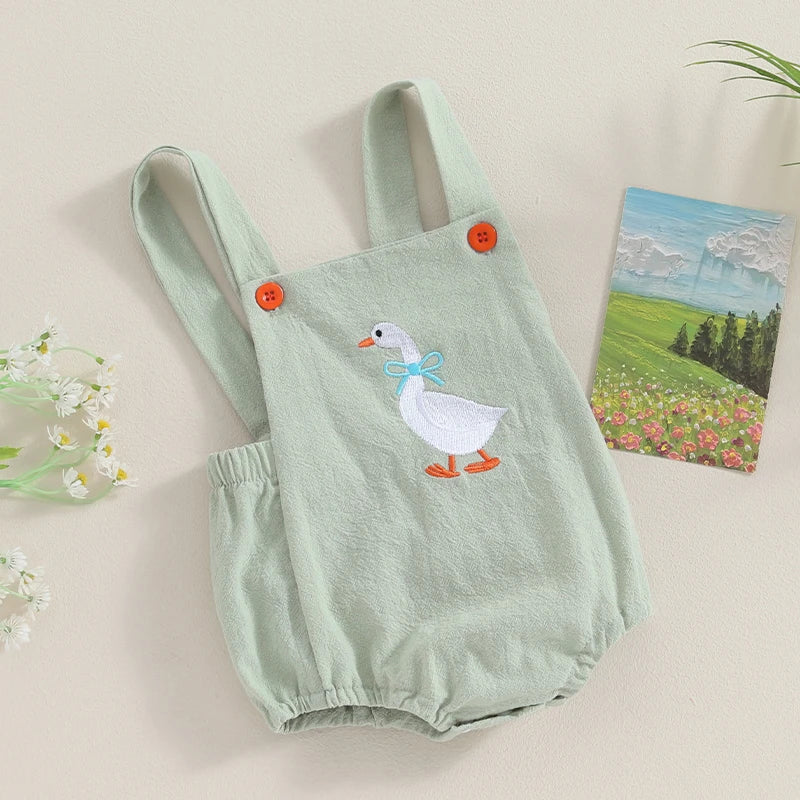Sleeveless Duck Bodysuit Print Suspender Jumpsuit