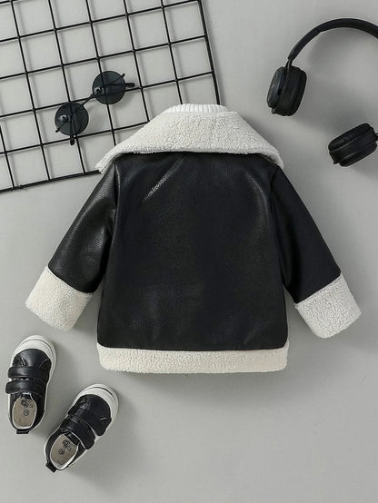 Black Leather Coats Winter Fashion Turn-down Collar Jackets Thick Warm Outerwear