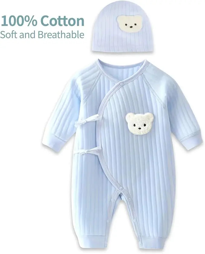 Somenie Boys Girls Bodysuit Newborn Winter Onesie Clothes Cotton Toddler Home Wear  0-6M Thickened Spring and Autumn Clothing