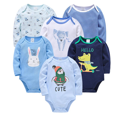 6 PCS 3 PCS Kavkas Baby Boys Girls Bodysuit Long Sleeve 100% Cotton Baby Clothes 0-12 months Newborn body bebe Jumpsuit Clothing