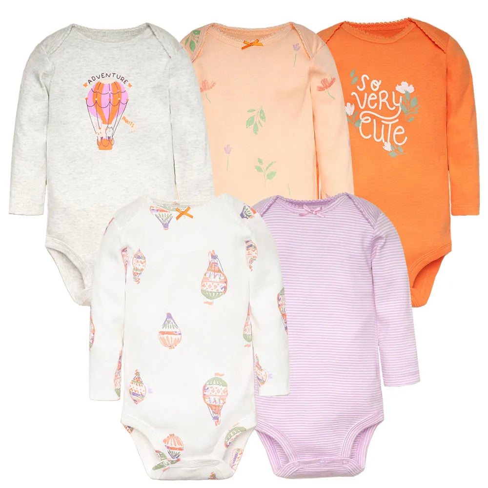 Spring Autumn Baby Bodysuits 3/4/5PCS Long Sleeve Baby Boy Girl Clothes 100% Cotton Newborn Body Infant 0-24Month