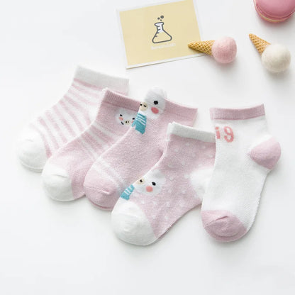 5Pairs Baby Socks for Girls Cotton Mesh