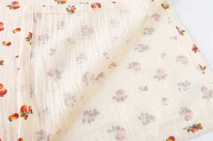 Cotton Swaddle Blanket Baby Blanket Floral Print Muslin Diaper Swaddle New Born Crinkle Fabric Baby Born Stroller Cover