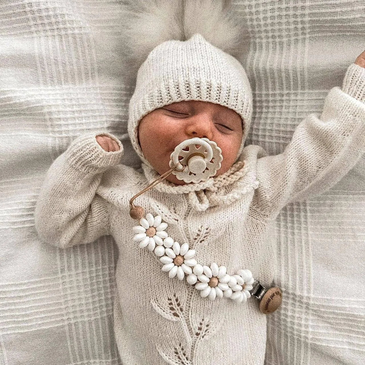 Baby Pacifier Clip Flower Handmade