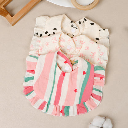 3pcs Baby Ruffle Edge Bibs Infant Burp Cloth