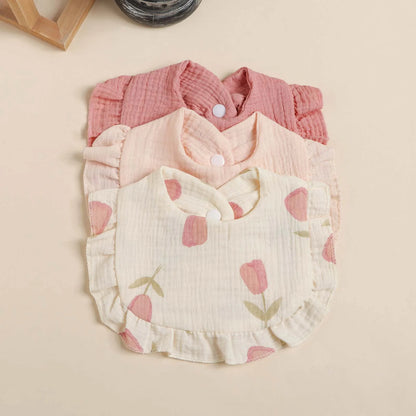 3pcs Baby Ruffle Edge Bibs Infant Burp Cloth