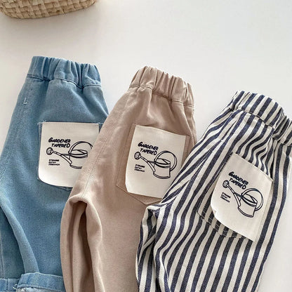 Striped Pants/Trousers Children Solid Denim Jeans Britches