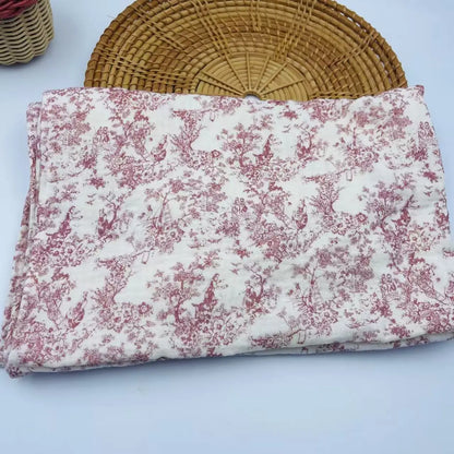 Cotton Swaddle Blanket Baby Blanket Floral Print Muslin Diaper Swaddle New Born Crinkle Fabric Baby Born Stroller Cover