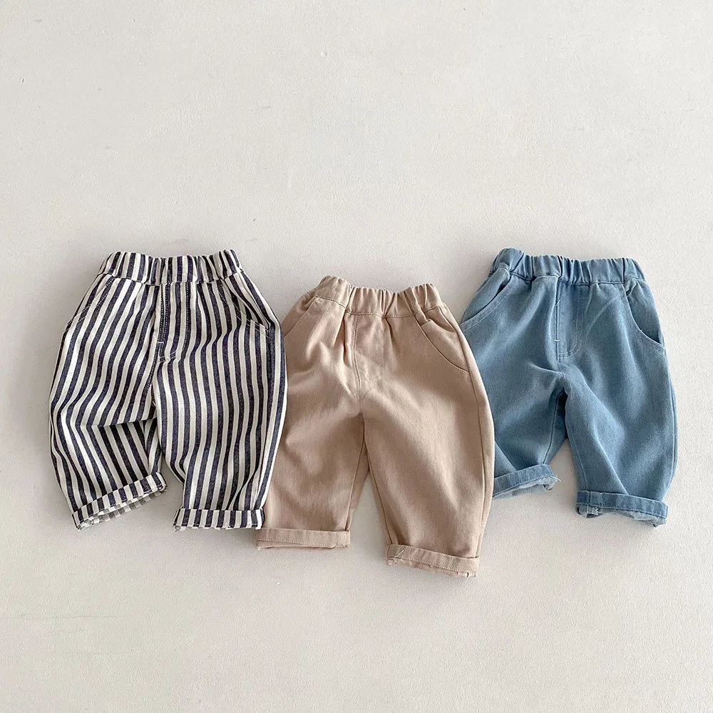 Striped Pants/Trousers Children Solid Denim Jeans Britches