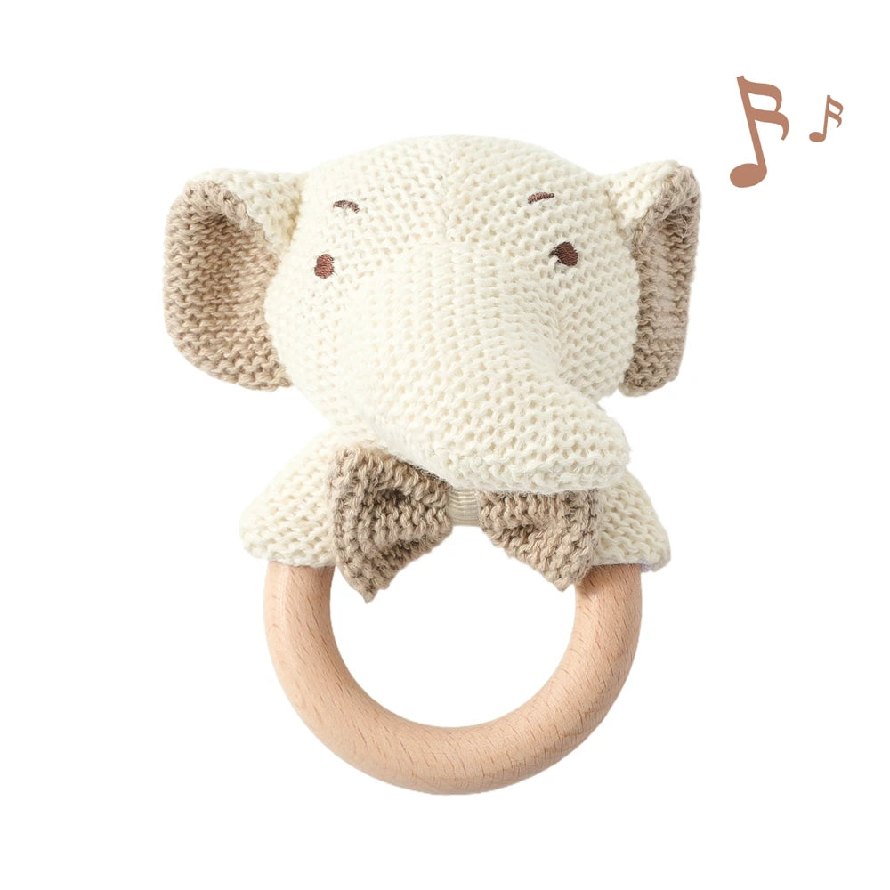 Baby Rattle Crochet Animal Wooden Teether