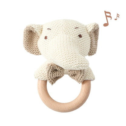 Baby Rattle Crochet Animal Wooden Teether