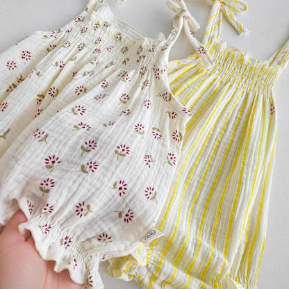 Summer Baby Girls Romper Clothes Newborn Baby Cotton Bodysuits Sleeveless Strap Jumpsuits Cute Sweet New Born Outfit