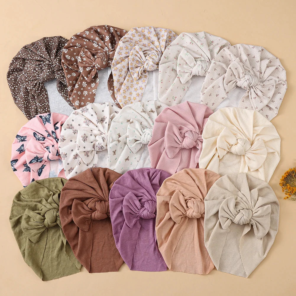 3Pcs/ Baby Girls Flower Print Bow Headwrap
