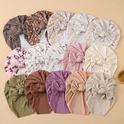 3Pcs/ Baby Girls Flower Print Bow Headwrap