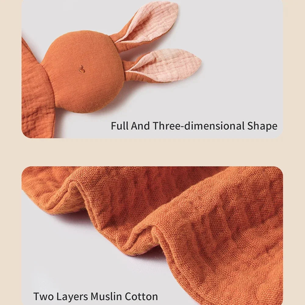 Soothing Towel 100% Muslin Cotton Infant Cartoon Handkerchief Cute Bunny