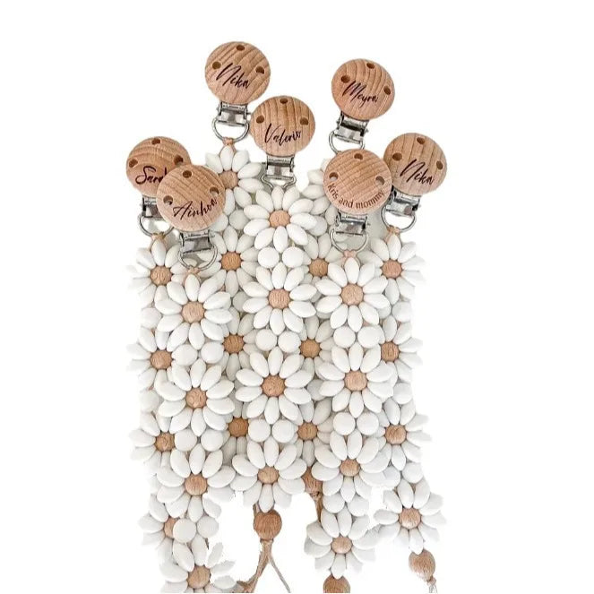 Baby Pacifier Clip Flower Handmade