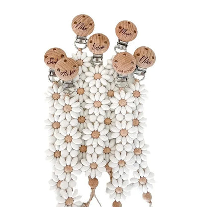 Baby Pacifier Clip Flower Handmade