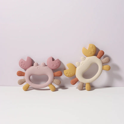 Crab-Shaped Baby Teether  Food-Grade Silicone Teething Toy  BPA-Free Chillable Infant Teether for Sore Gums 0-24 Months