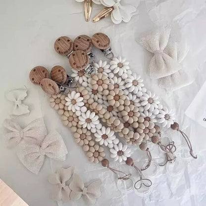 Baby Pacifier Clip Flower Handmade