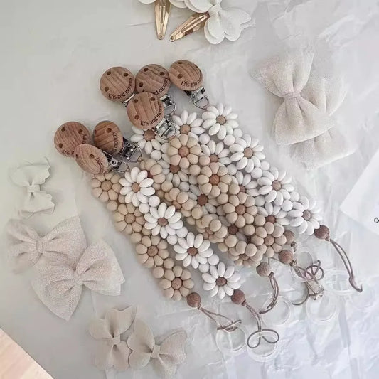 Baby Pacifier Clip Flower Handmade