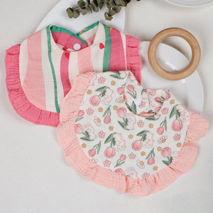 3pcs Baby Ruffle Edge Bibs Infant Burp Cloth