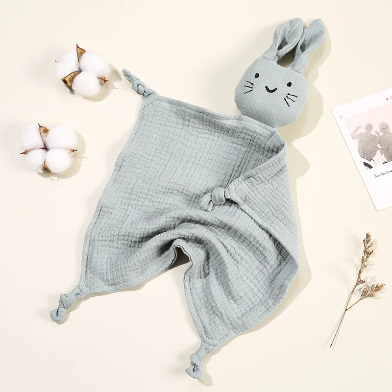 Baby Cartoon Rabbit Cotton Muslin Comforter 30*30CM Cute Newborn Baby Sleeping Dolls Blankets Infant Squale Burp Clothes Bibs