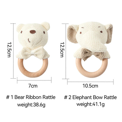 Baby Rattle Crochet Animal Wooden Teether