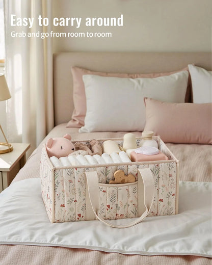 Diaper Caddy Organizer, Stylish Nursery Storage Basket
