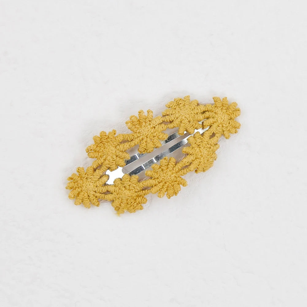 6Pcs/Set Ins Flower Crochet Bobby Snap Hairpins 6.5cm Knitted Princess Baby Girls Hair Bow Clips Safety Korean Newborn Hairgrips