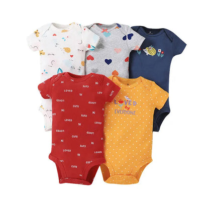 2026 Baby Bodysuit Baby Girl Jumpsuit 5-Pack Summer Toddler Boys Clothes Cotton Cartoon Newborn Ropa Bebe Clothing Costume