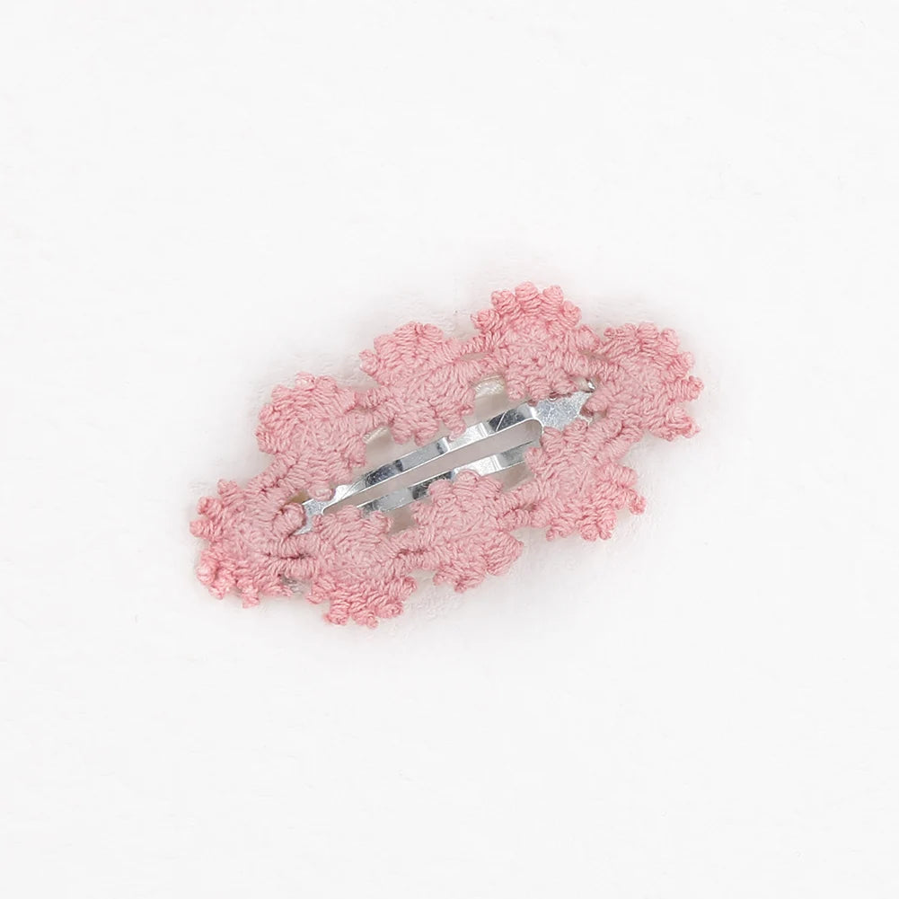 6Pcs/Set Ins Flower Crochet Bobby Snap Hairpins 6.5cm Knitted Princess Baby Girls Hair Bow Clips Safety Korean Newborn Hairgrips