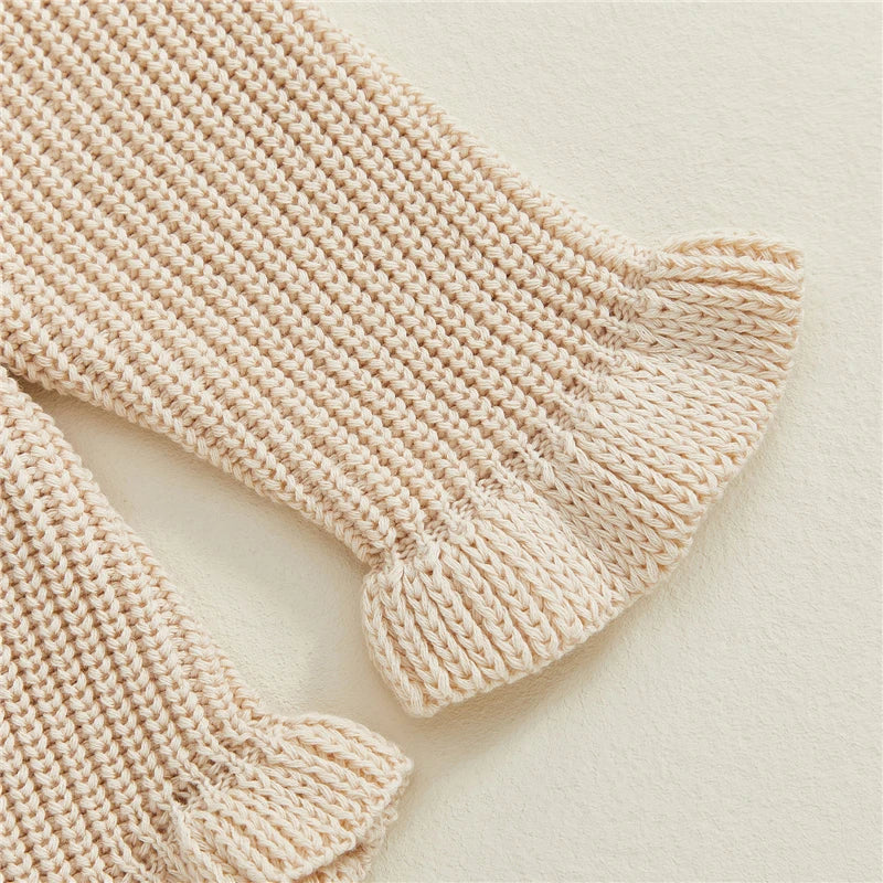 Baby Clothes Newborn Baby Rompers Cotton Knit Baby Girl Romper Long Sleeve Ruffle Trim Infant Baby Boys Jumpsuit Overalls