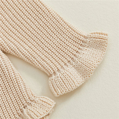 Baby Clothes Newborn Baby Rompers Cotton Knit Baby Girl Romper Long Sleeve Ruffle Trim Infant Baby Boys Jumpsuit Overalls