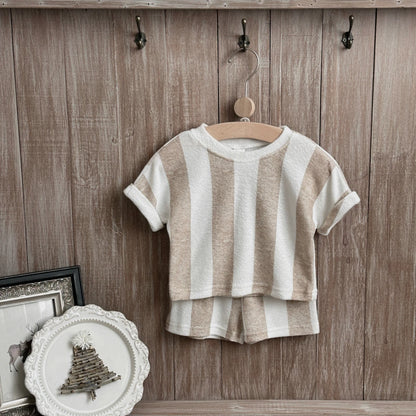 Kids Clothes Children's Striped Suit  Short-sleeved+shorts 2-piece T-shirt Summer Baby Clothes Children Clothing Boys Girls