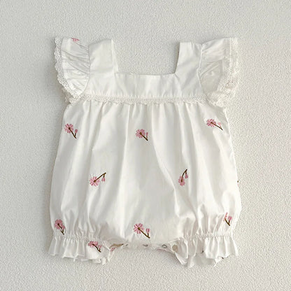 New Summer Newborn Clothes Kids Baby Girls Rompers New Infant Kids Baby Girls Sleeveless Embroider Flower Baby Rompers Clothes