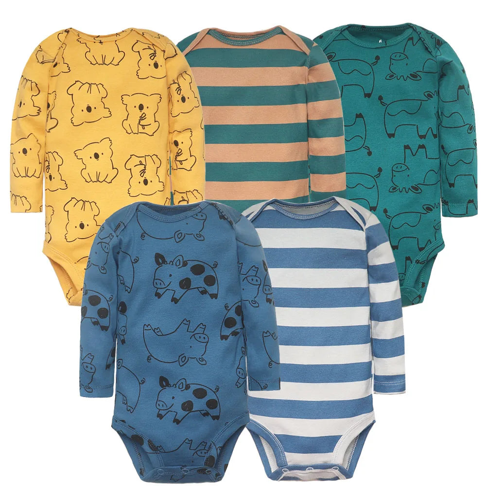 Spring Autumn Baby Bodysuits 3/4/5PCS Long Sleeve Baby Boy Girl Clothes 100% Cotton Newborn Body Infant 0-24Month