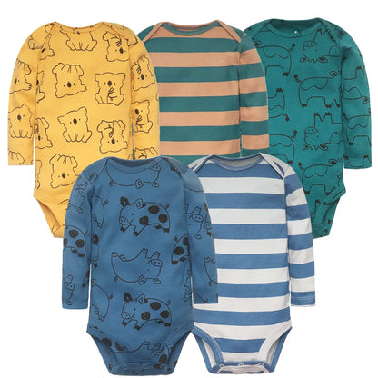 Spring Autumn Baby Bodysuits 3/4/5PCS Long Sleeve Baby Boy Girl Clothes 100% Cotton Newborn Body Infant 0-24Month