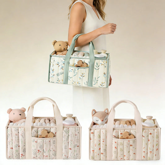 Diaper Caddy Organizer, Stylish Nursery Storage Basket