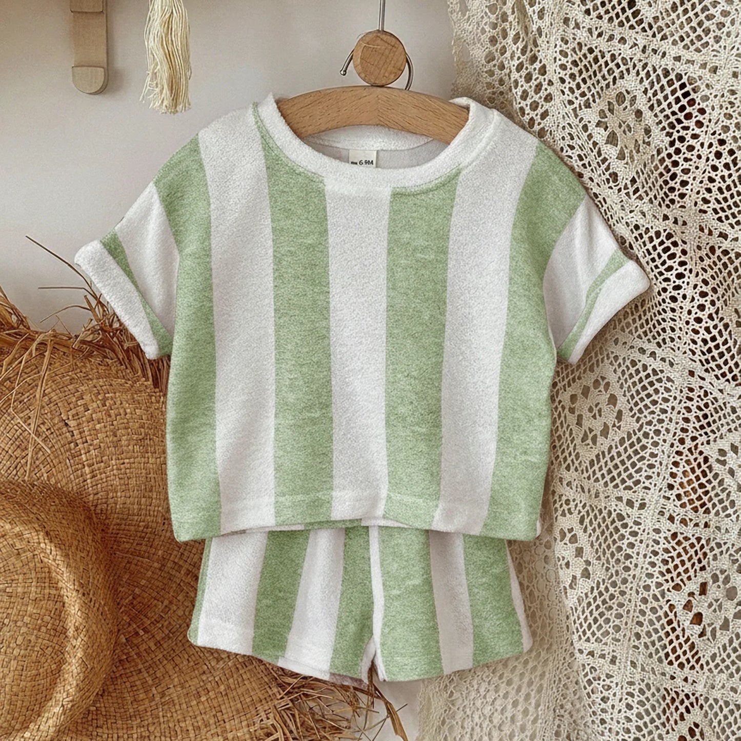 Kids Clothes Children's Striped Suit  Short-sleeved+shorts 2-piece T-shirt Summer Baby Clothes Children Clothing Boys Girls
