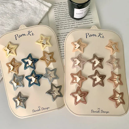 New 10pcs Colorful Star Hair Clips for Baby Girls Glitter Metal Snap BB Clip Hairpin Headwear Infant Kids Hairclip Accessories