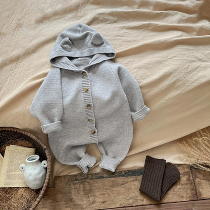 Knitted Cartoon Boy's Jumpsuit Cute Rabbit Ear Girl's Climbing Clothes