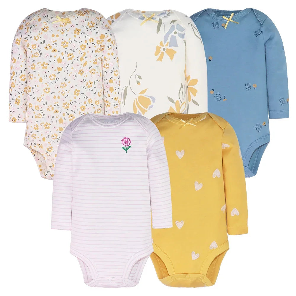 5Pcs/Lot Baby Bodysuits High Quality Uniesx Newborn Baby Clothes 100% Cotton Baby Clothing Set Infant Bebe Baby Boy Girl Clothes