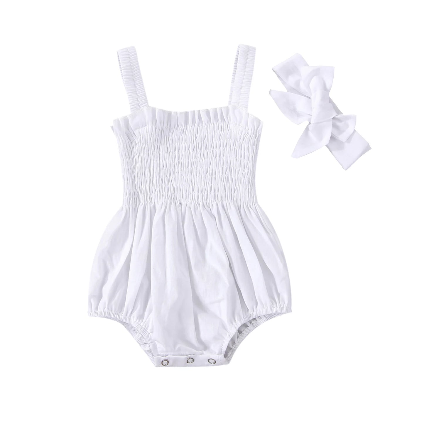 Jumpsuit Outfit Solid Color Casual Sleeveless Suspender Jumpsuit Headband